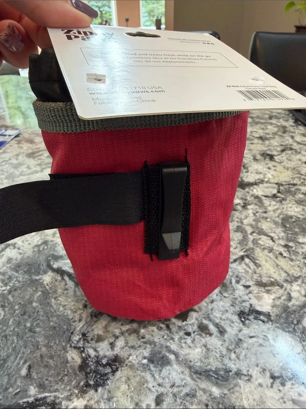 ZIPPAWS Adventure Treat Bag for pets - Red & Cream